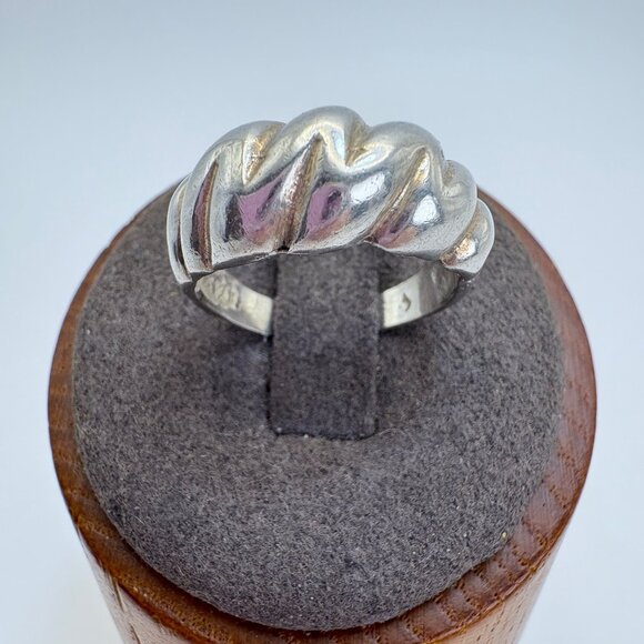 VTG Sterling Silver 925 Puffed Abstract Tapered Dome Band Ring Size 6.75 - Picture 3 of 8